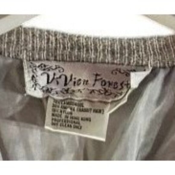 Vivien Forest Vintage Rabbit Wool Cardigan Sweater Floral Beaded Design Rhinesto - Picture 6 of 9